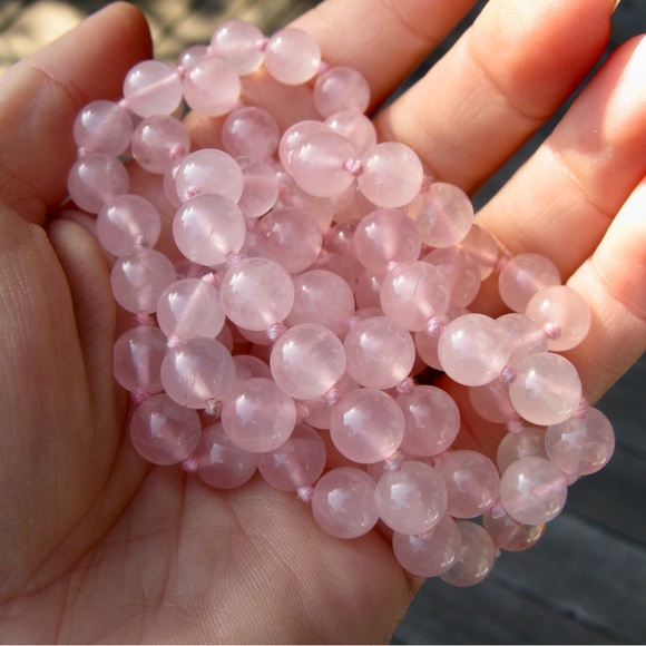 Vintage Rose Quartz Crystal Necklace - Picture 3 of 7